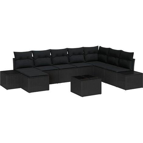 Maison Exclusive - Garten-Sofa-Set mit Kissen 8 pcs Schwarz Poly-