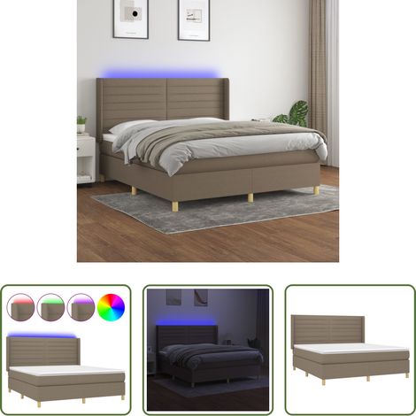 vidaXL LED-Streifen - Boxspringbett mit Matratze & LED Taupe 180x200 cm Stoff (1/5)