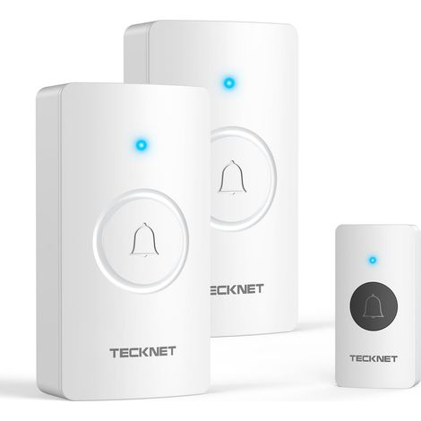 Sonnette de porte sans fil IP67 étanche à piles jusqu'à 496,2 m de long avec 60 mélodies et 5 niveaux de volume, flash LED, autonomie de 4,5 ans(1 émetteur 2 récepteurs) (1/5)