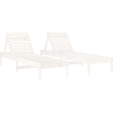Maison Exclusive - Sonnenliegen 2 Stk. Weiß 199,5x60x74 cm Massiv (1/5)