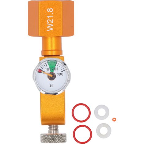 Adattatore di ricarica per gasatore per bevande gassate W21.8, CO2 professionale ad alta precisione con manometro e funzione di sgonfiaggio. (1/5)