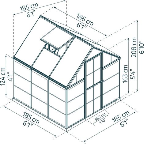 Palram – Serre de jardin polycarbonate 2,3m² – Panneaux double paroi – Cadre aluminium résistant – Transmission lumière 90%