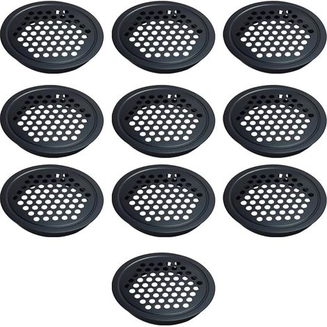 10 Pcs Black Stainless Steel Circular Air Vent Grille Mesh Vent Cover for Cabinet Shoe Cupboard Ventilation (1/5)