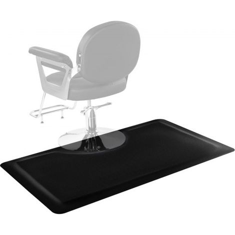 Alfombrilla de Peluquería Rectangular, Antifatiga, de PVC y NBR, con Corte Redondo, Bordes Biselados Antirretroceso y Base Antideslizante, Fácil de Limpiar, 1525 x 910 x 13 mm, Negro Mate