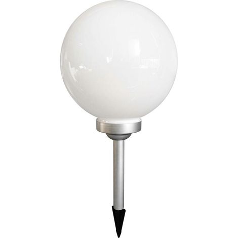Lampada solare da giardino, con sfera integrata, RGB, argento, 68 cm, 1 pz.