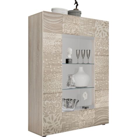 Mobile Vetrina 2 Ante 120x42x166 cm in Legno TFT Blossom Rovere Samoa (1/5)
