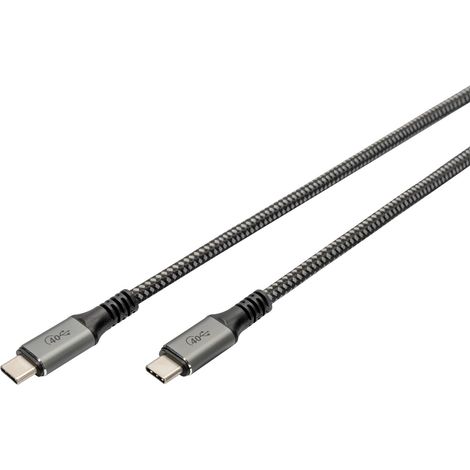 Digitus Câble USB-C USB4™ USB-C® mâle 1.00 m noir blindage par tresse, blindé, résiste aux déchirures, rond, 8K UHD DB-300443-010-S R044442 (1/3)