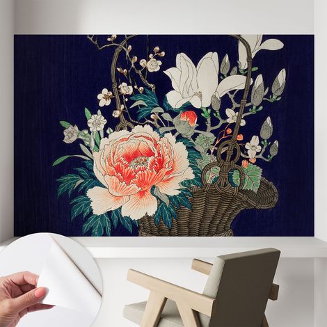 Papier peint autocollant avec imprimé décoratif pour salon et chambre à coucher Installation facile Panier de fleurs 104x70 cm (1/5)