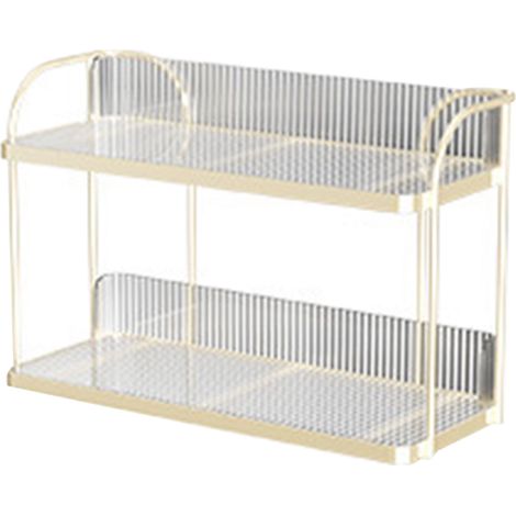 Étagère de rangement transparente à double couche pour bureau, rangement cosmétique et accessoires, organisateur pour chambre à coucher (1/5)