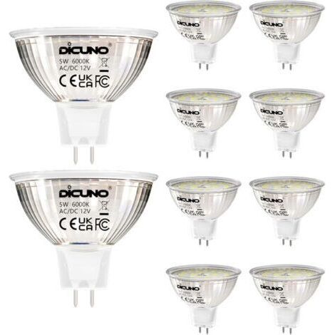 Ampoule LED GU5.3 Blanc Froid 6000K, MR16 LED 12V 5W Equivalent à 50W Halogène, Ampoules LED Spot Non Dimmable, Lot de 10 (1/5)
