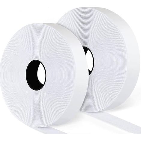 Ecleanfy - Velcro avec bande auto-adhésive Blanc 2 cm / 8 m Blanc 2 cm / 8 m cm / 8 m (1/5)
