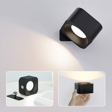 Wandleuchte für den Innenbereich, USB-Schnellladung, 3-stufige Helligkeit, Farbtemperatur, Leselampe, Touch-Steuerung, 360°-Drehung, Wandleuchte für Schlafzimmer, Wohnzimmer, Gang (schwarz) (1/4)