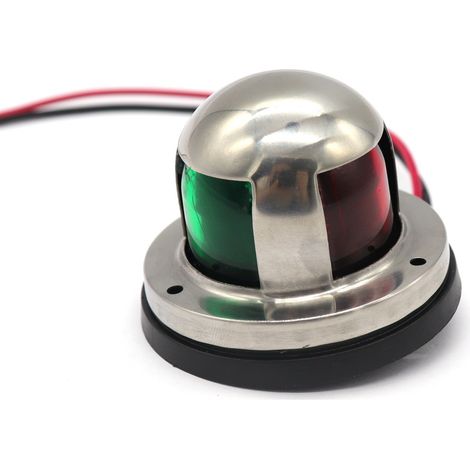 Feu de navigation marin bicolore LED 12V en acier inoxydable, feu de navigation intégré rouge et vert, feu latéral marin, accessoires de yacht, feu de grande taille. (1/3)