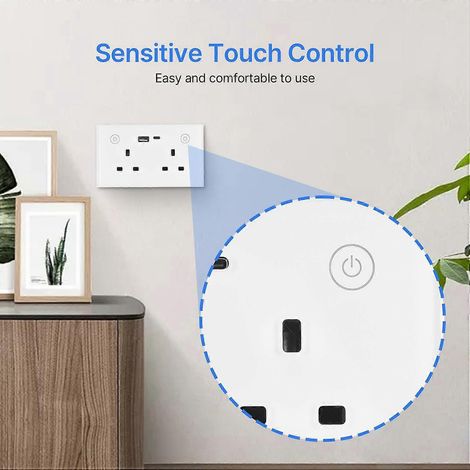 WLAN-Touch-Lichtschalter, intelligente Steckdose, feuerfeste Glasabdeckung, Stromausfallspeicher, App- und Sprachfernbedienung