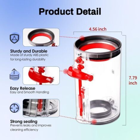 NALOOKAMIC Poubelle Collecteur Réservoir pour Dyson V10 SV12 SV13 SV27 Filtre Bac à Poussière Cuve Pièces Détachées Accessoires Conteneur pour Dyson V10 Filtrante Rechange Accessoires Dust Bin (1/3)