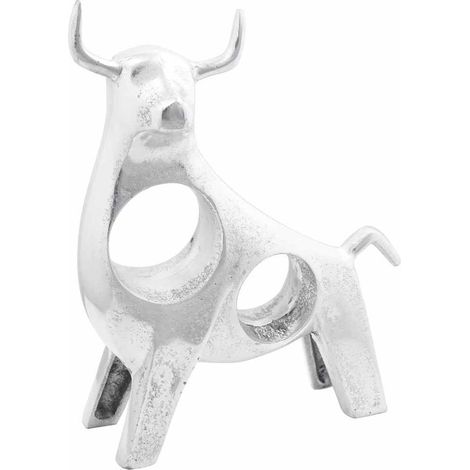 Stierskulptur Silber 22 x 9,5 x 34 cm Aluminium