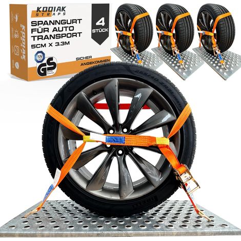 4 Lots de Sangles à Cliquet pour Transport de Véhicules  Largeur 35 mm 2000 daN  Sangles de Sécurité pour Roues, Voitures, Remorques et Poids Lourds - DIN en 12195-2 (1/5)