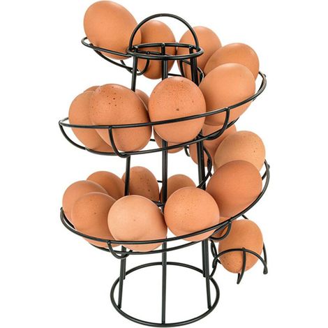 Dispensador de huevos de alambre en espiral – Organizador de cocina de diseño para 12 huevos, para montaje en pared o encimera.