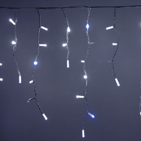 Koem cascata di stalattiti tenda a pioggia 4x0.70 mt con 200 luci di Natale a Maxi Led Bianco Ghiaccio con flash Blu IP65 professionale per esterno e interno Bianco Ghiaccio 4x0,70 metri - 200 Maxiled