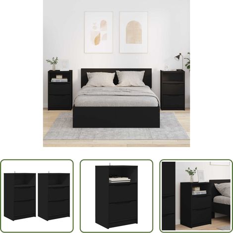 Holzwerkstoff - Nachttische 2 pcs Schwarz 40 x 30 x 467 cm Holzwerkstoff (1/5)