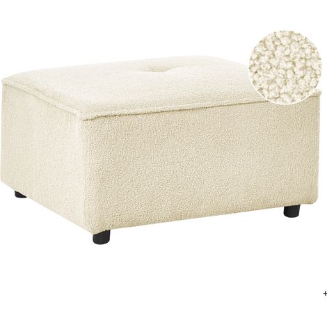 Otomana rectangular de bouclé sala de estar estilo moderno blanco crema Axebo (1/5)