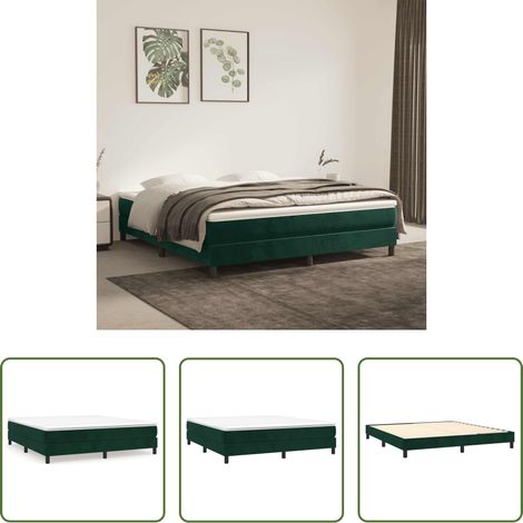 Matelas de lit -  Sommier à lattes de lit et matelas Vert foncé 160x200cm Velours (1/5)