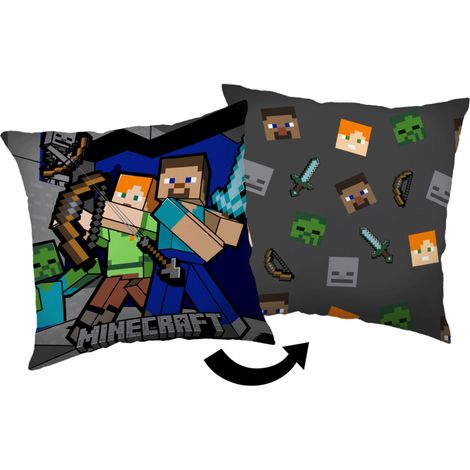 Minecraft - Coussin carré en polaire "Mode Survie" - Multicolore - 40 x 40 cm - Livraison gratuite