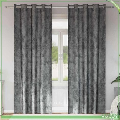 Rideaux en velours - FAFEIFSY - Modernes - Gris - 245 x 140 cm - Occultant, isolation thermique (1/5)