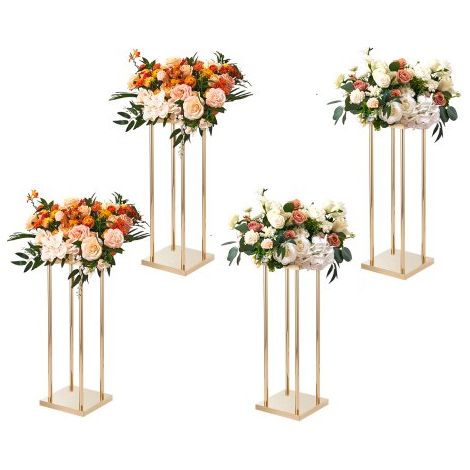 4PCS Support de Fleurs de Mariage 60 cm Porte-fleurs Métal Doré (1/5)