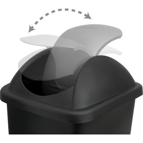 60l plastic dustbin with swing lid - blacksilver