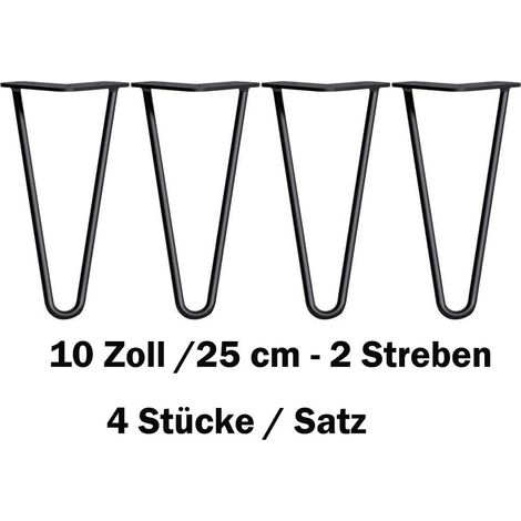 ensemble de 4, Pieds de meubles, pieds en épingle à cheveux Table remplaçable et pieds de la meuble à cheveux pieds de table Cadre de table, avec protection de sol et vis disponibles à 25 cm