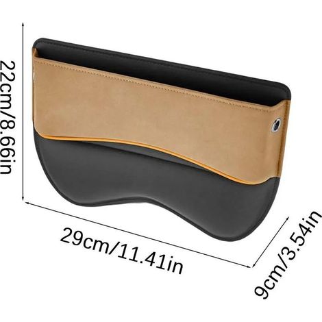 1 organisateur de voiture, beige, 29 x 22 x 9 cm, fourrure et cuir PU, pour espace entre sièges avant, avec orifice câble chargement (1/5)