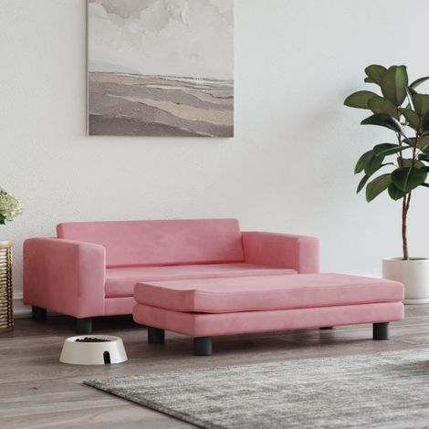 Lit pour chien Canapé chien design scandinave avec extension rose 100x50x30 cm velours 83675 (1/5)