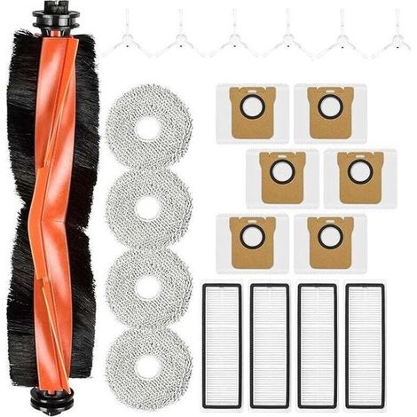 Zubehörset passend für den Xiaomi Robot Vacuum Cleaner X20+, bestehend aus 1 Hauptbürste, 6 Seitenbürsten, 4 Filtern, 4 Wischpads und 6 Staubbeut (1/2)