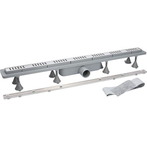 Bonde de douche Basicflow, longueur 800mm avec film d'étanchéité 1000x250mm 2x grille inclus (1/5)