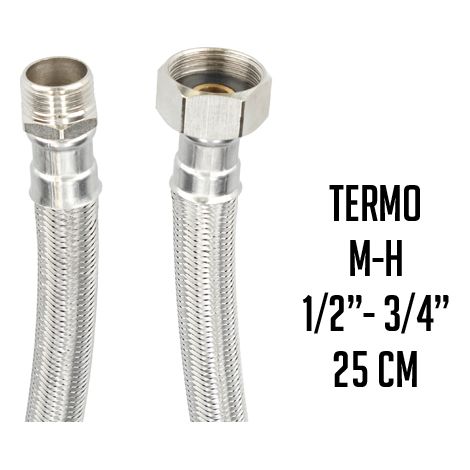 Latiguillo Fontastock acero inoxidable AISI 304 EPDM Macho 1/2- Hembra 3/4 25 cm