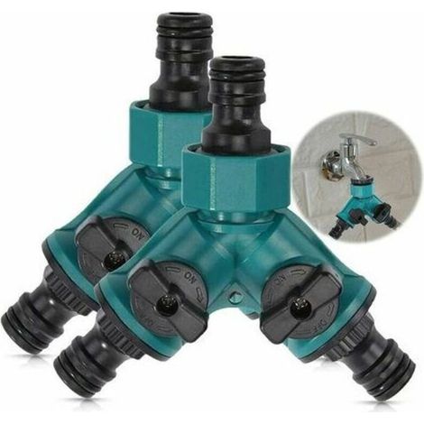 Séparateur De Tuyau 2 Voies Arrosage Répartiteur De Robinet d'Eau Connecteur Rapide Adaptateur De Tuyau d'Arrosage Pour Robinet Jardin 3/4 Connecteur De Tuyau En Y 2 Voies Avec Vanne d'Arrêt 2 PCS (1/4)