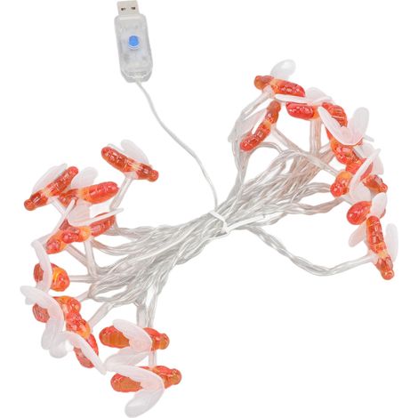 Bienenförmige Lichterkette, wasserdicht, 20 LEDs, warmweißes Licht, USB-Anschluss, für Garten- und Balkondekoration (1/5)