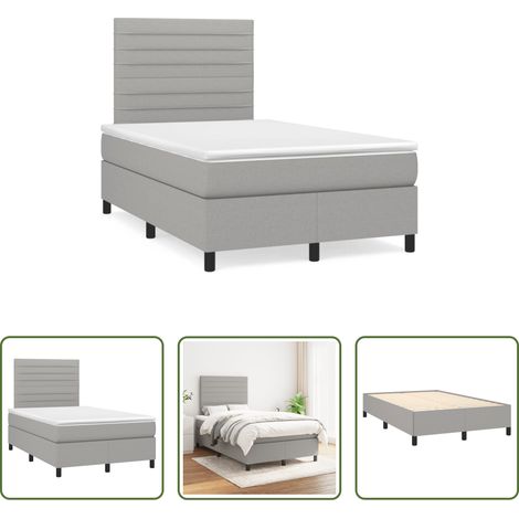 Matratze - Boxspringbett mit Matratze Hellgrau 120x190 cm Stoff (1/5)