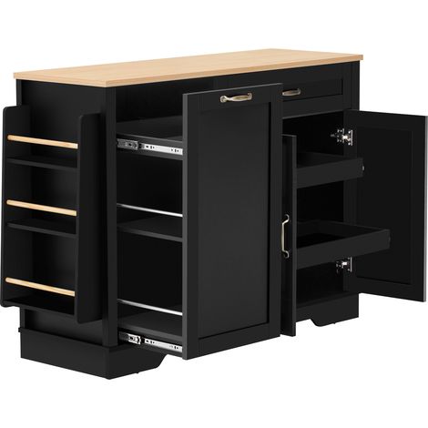 Aparador de Cocina con 3 Puertas, 1 Cajon y Huecos Abiertos, en MDF, para Cocina y Comedor, 115×40×87 cm (1/5)