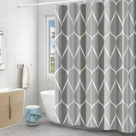 Anti-mold shower curtain, shower curtain 180x180 cm, polyester fabric, waterproof shower curtain, gray (1/5)