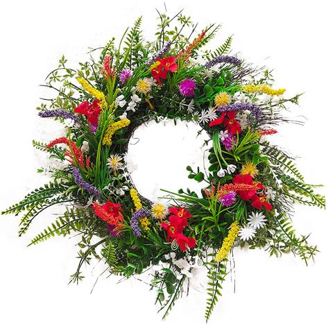 Guirlande Artificielle - Fleur Sauvage Texas - Pour Porte D'Entrée Extérieure Intérieure - Printemps Été - 45 cm - 1 Pièce (1/5)