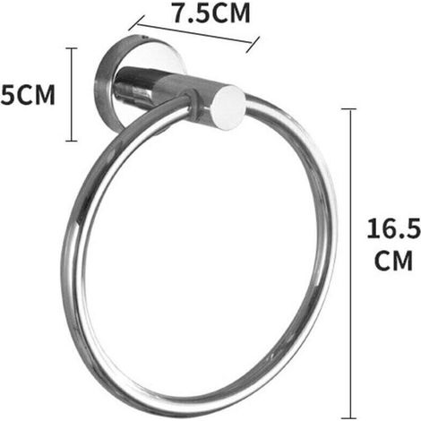Juego de 2 anillos cromados para toallas de baño, accesorios de baño, toallero de acero inoxidable grueso para baño, toallero redondo moderno de pared. (1/3)