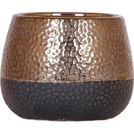 Cache-pot en Céramique Décoratif Couleur Cuivre Brillant pour Plantes d'Intérieur Ø 12 cm - PANGIVO (1/4)