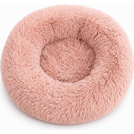 Niche ronde en fausse fourrure douce rose poudré 45 x 40 cm (1/5)