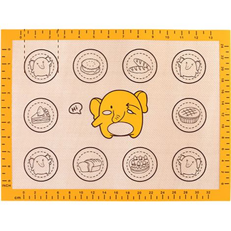 Tapis de cuisson en silicone et fibre de verre, motif éléphant mignon, antidérapant, pour pétrir et étaler la pâte. (1/4)