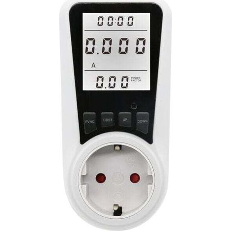Prise de wattmètre de compteur d'énergie blanche, XU, Prise de compteur d'énergie à 7 modes, écran LCD, Max 3680 W,lumière blanche - KZQ (1/3)