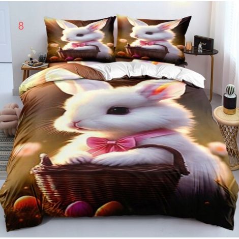 Parure de lit 3D lapin Pâques/Halloween 160x200cm