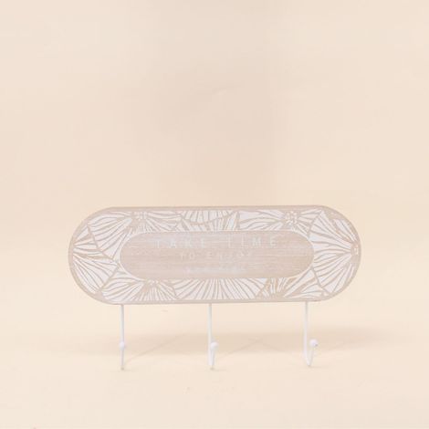 Porte manteau 3 têtes en bois et métal blanc (1/5)