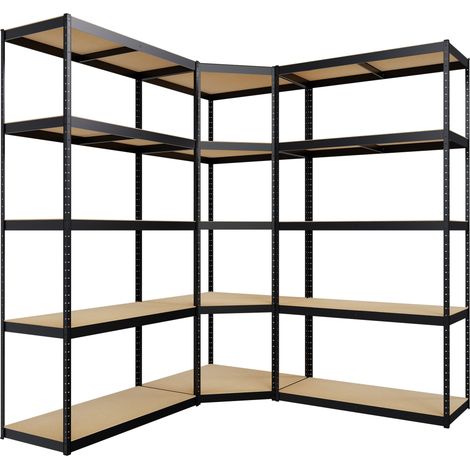 CLP – Système d'étagères 3 niveaux 180x90cm – Acier et MDF – Charge max 875kg – Pour espaces de stockage rectangulaires